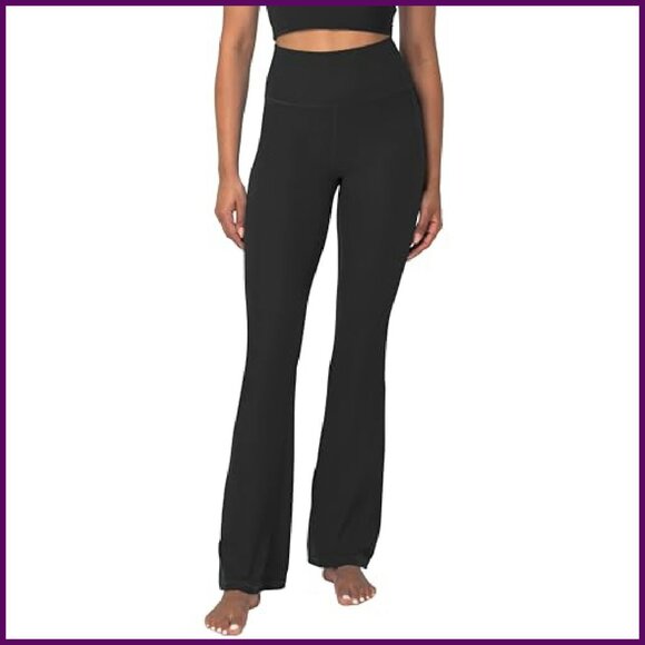 High Waist Mini Flare Leggings, Tummy Control Yoga Pants, Workout Bootcut - Picture 2 of 8